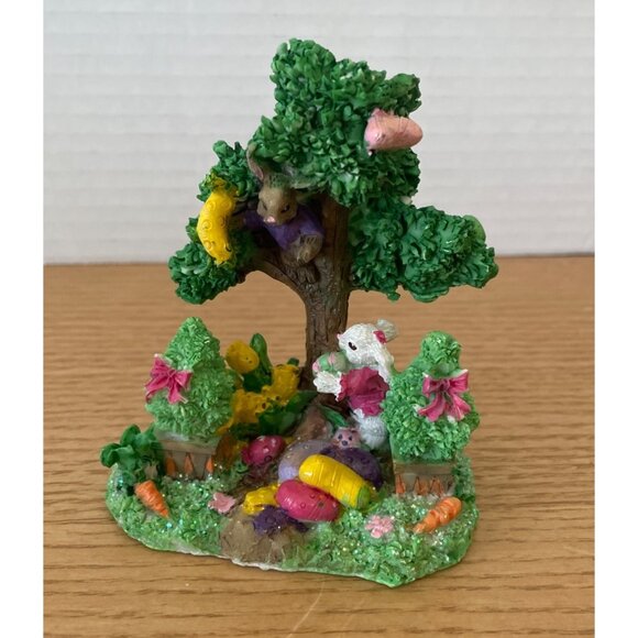 Vtg Jellybean Junction Easter Bunny Village Set 3 Tree Accessories Rabbits 2005 - Picture 4 of 9